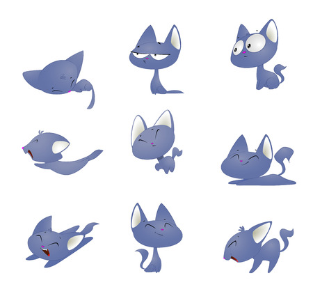 Cute cartoon cat in different poses.のイラスト素材