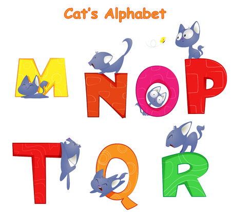 Vector set of english alphabet with fun cartoonのイラスト素材