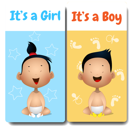Its a boy and Its a girl cardsのイラスト素材