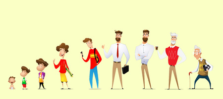 Cartoon man in different ages.のイラスト素材