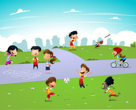 Children playing outside.の写真素材