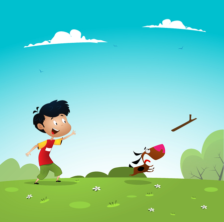 Children playing outsideのイラスト素材
