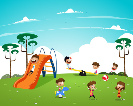 Children playing in the playgroundの写真素材