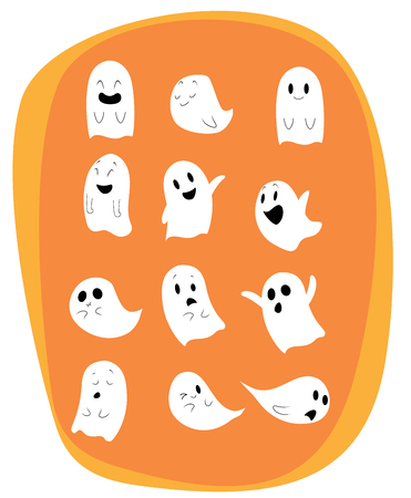 Set of vector ghosts for Halloween design. Cartoonのイラスト素材