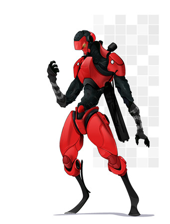 four great giant battle robots. Mecha. Game conceptのイラスト素材