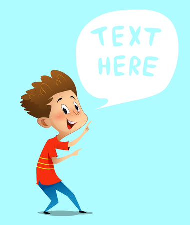 Cartoon boy with dialog box. Vector illustrationの写真素材