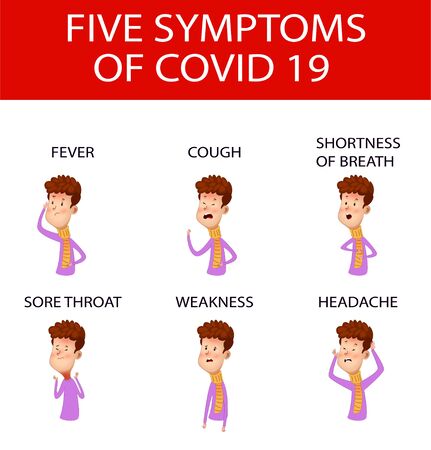 Coronavirus 2019-nCoV symptoms, healthcare and medicine infographic in cartoon styleのイラスト素材