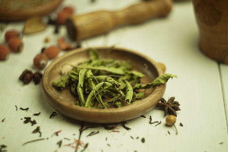 Chamomile Herbal Tea Health Tea Ingredients Clove Saffron Verbena Louise Ginger Rustic Lemon and Sageの写真素材