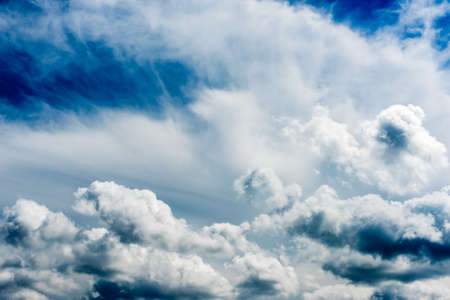 blue sky with clouds closeupの写真素材