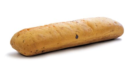 Long loaf with paprika on a white backgroundの写真素材