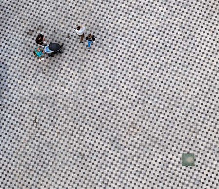 Sidewalk tile top view with people