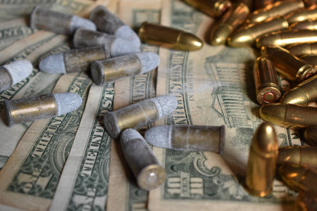 the scattered bullets in gunpowderの写真素材