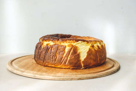 Homemade Cheesecake San Sebastian Delicious Dessert Minimal Designの写真素材
