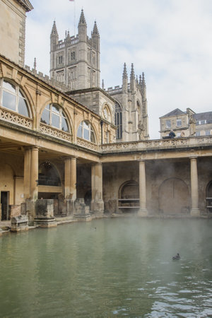 Ancient Roman Baths, Bath, Somerset, Englandのeditorial素材