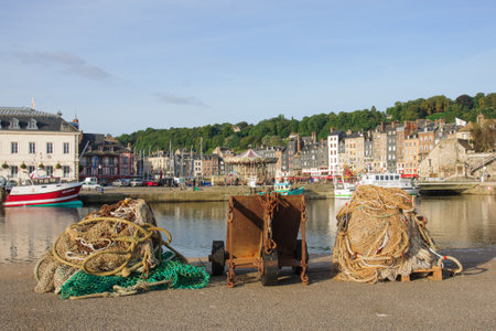 HONFLEUR, FRANCE - SEPTEMBER 20  Scene of Vieux Port  Old Harbor , houses and boats in Honfleur, France on September 20, 2012  Honfleur is located in Calvados, Normandy  It is famous for its old portのeditorial素材