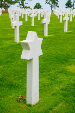 American World War II Cemetery in Colleville-sur-Mer  near Omaha Beach , Normandy, Franceのeditorial素材