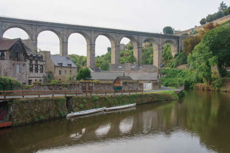 Viaduct bridge, Dinan, Brittany, Franceの写真素材