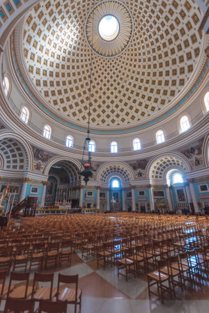 MOSTA, MALTA - APRIL 12, 2012  The Rotunda of Mosta or the Rotunda of St Marija Assunta  The Mosta Dome , in Mosta, Malta  It is the fourth largest unsupported dome in the world and the third largest in Europe のeditorial素材