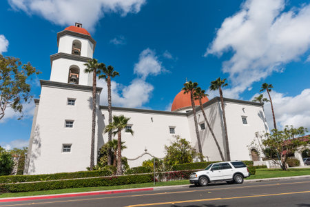 SAN JUAN CAPISTRANO, USA - MAY 09, 2011  The Mission Basilica in San Juan Capistrano, California, USA  The church was granted the status of minor basilica in 2000, and that of national shrine in 2003のeditorial素材
