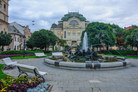 KOSICE, SLOVAKIA - SEP 20  The Statne Divadlo  State Theater  grandiose building in Kosice, Slovakia, September 20, 2013  This building was design in 1899のeditorial素材