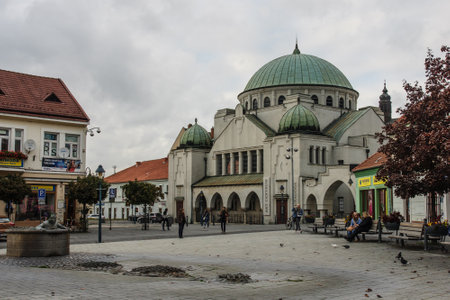 TRENCIN, SLOVAKIA - SEP 23  The old synagogue in Trencin, Slovakia on September 23, 2013  The synagogue, constructed in 1913, was designed by the architect Richard Scheibner from Berlinのeditorial素材
