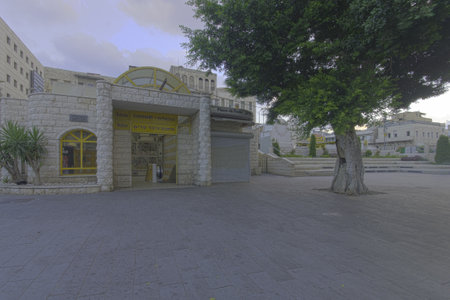 HAIFA, ISRAEL - AUGUST 04, 2014  Paris square, and its subway  Carmelit  station, is one of the major commercial squares in downtown Haifa, Israelのeditorial素材