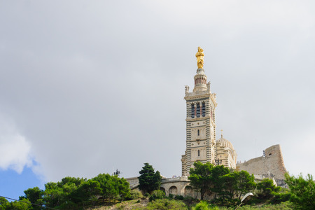 Notre-Dame de la Garde Basilica in Marseilles, Franceの写真素材