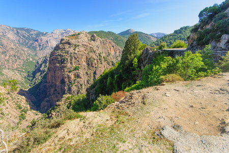 View of the Gorges de Spelunca, in Corsica, Franceの写真素材