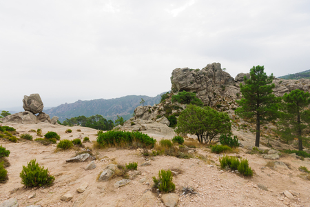 Corsican nature and Mountain View. Along the Cascade de Piscia di Ghjaddu trail. Corse-du-Sud, Corsica, Franceの写真素材