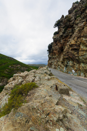 Corsican landscape, near the Riviere le Bevineo and road D62, in Haute-Corse, Corsica, Franceの写真素材