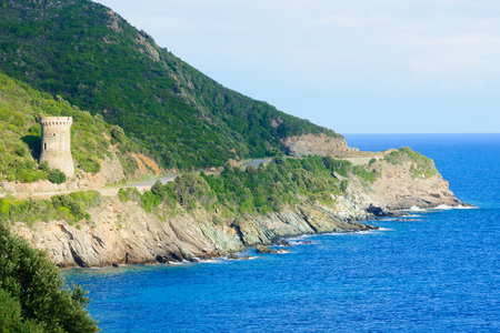 La Tour de Losse, Genoese tower, Cap Corse, Corsica, Franceの写真素材