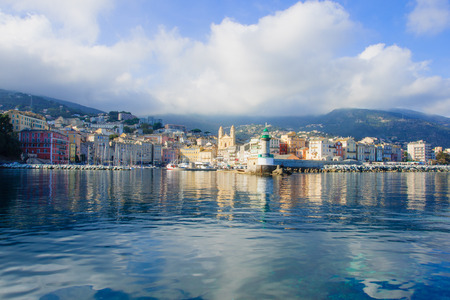 The old port (the Vieux Port), in Bastia, Corsica, France.の写真素材