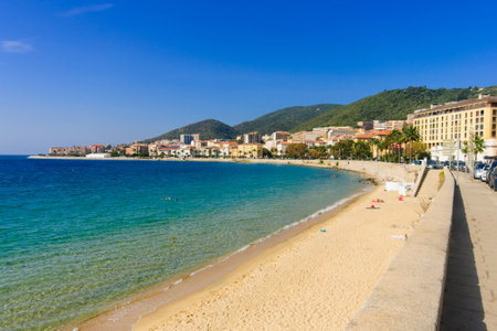 The beach of Ajaccio, Corsica, Franceの写真素材