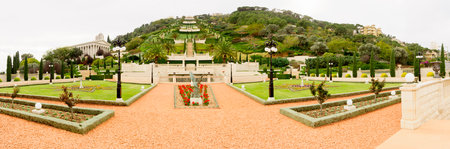 The Bahai gardens and archive building, on the slopes of the Carmel Mountain, in Haifa, Israelのeditorial素材