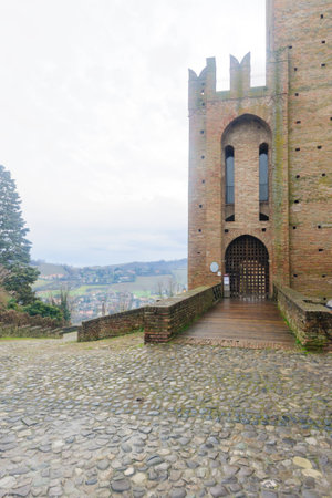 The Rocca Viscontea (Visconti castle) and countryside view, in Castellのeditorial素材
