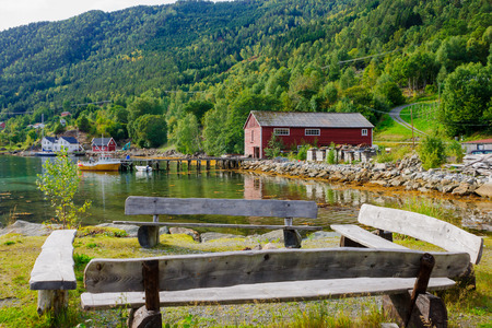 Norwegian countryside View from road 55 Norwayの写真素材