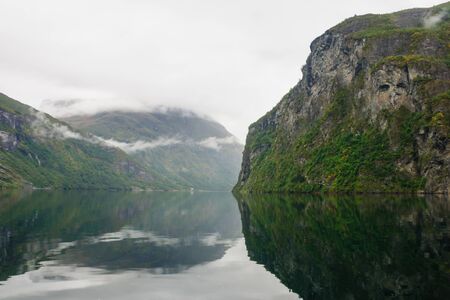 View of Geiranger fjord Norwayの写真素材
