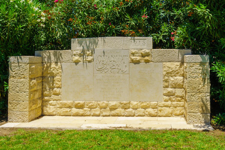 HAIFA, ISRAEL - JULY 21, 2015: A monument for the British Empire soldiers Muslims from India who died in World War I, in downtown Haifa, Israelのeditorial素材