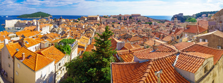 Panoramic view of the old city and Lokrum Island, in Dubrovnik, Croatiaの写真素材