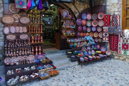MOSTAR, BIH - JULY 05, 2015: Typical Souvenirs store, in Mostar, Bosnia and Herzegovinaのeditorial素材