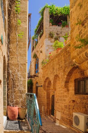 An alley in the old city of Jaffa, Tel-Aviv-Yafo, Israelの写真素材