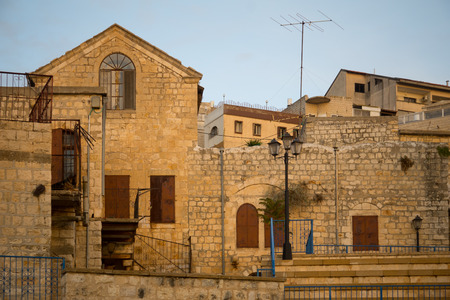 Sunset scene in the artist quarter, in Safed Tzfat, Israelの写真素材
