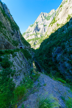 View of the Moraca River and Canyon, and road no. 2. Montenegroの写真素材