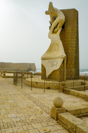 ACRE, ISRAEL - JANUARY 18, 2016: A memorial monument to the underground warriors in Acre, Israelのeditorial素材