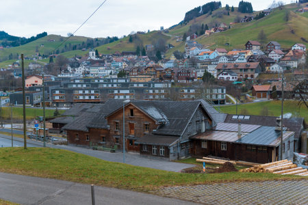 URNASCH, SWITZERLAND - DECEMBER 31, 2015: View of the village of Urnasch, in Appenzell Ausserrhoden canton, Switzerlandのeditorial素材