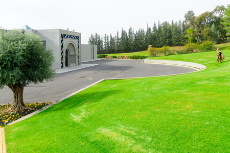 The Domus Galilaeae House of Galilee Monastery, on the peak of Mount of Beatitudes, Israelの写真素材