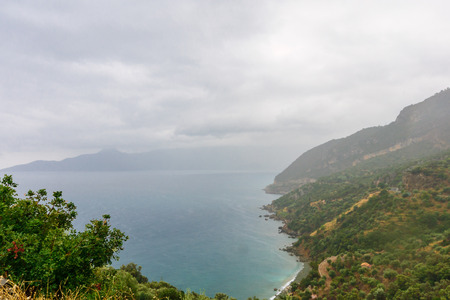 Aegean coastal landscape in the Peloponnese, Greeceの写真素材