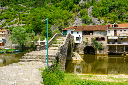 The Rijeka Crnojevica Bridge (Danilos Bridge), in Rijeka Crnojevica, Montenegroの写真素材