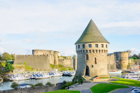 BREST, FRANCE - SEPTEMBER 28, 2012: View of the entrance of the port, in Brest, Brittany, Franceのeditorial素材