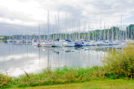Marina with yachts near Saint-Molf, Loire-Atlantique, Franceの写真素材